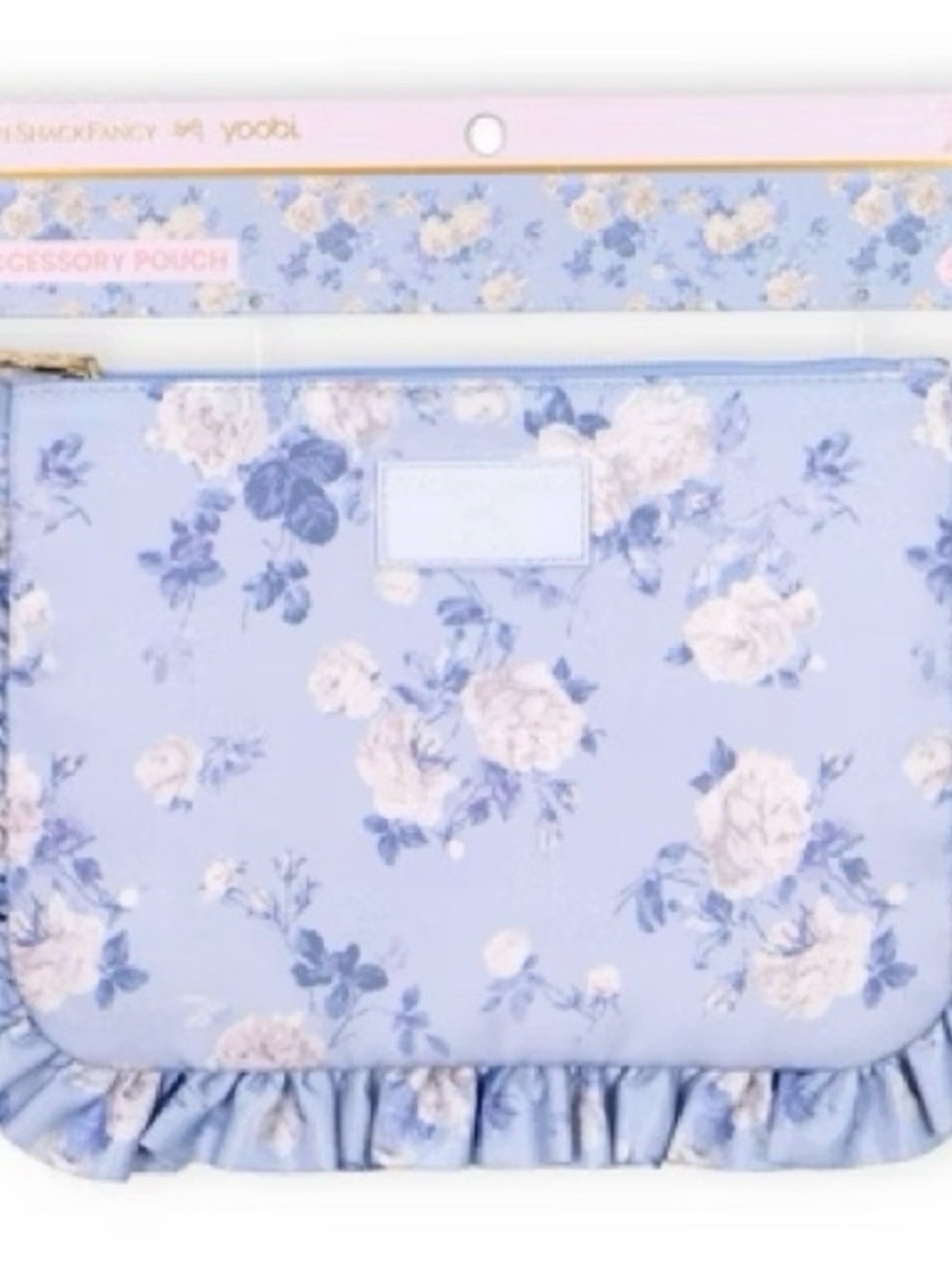 LoveShackFancy x Yoobi x Target Blue Rosettes Zip Fabric Pencil Case ✏️